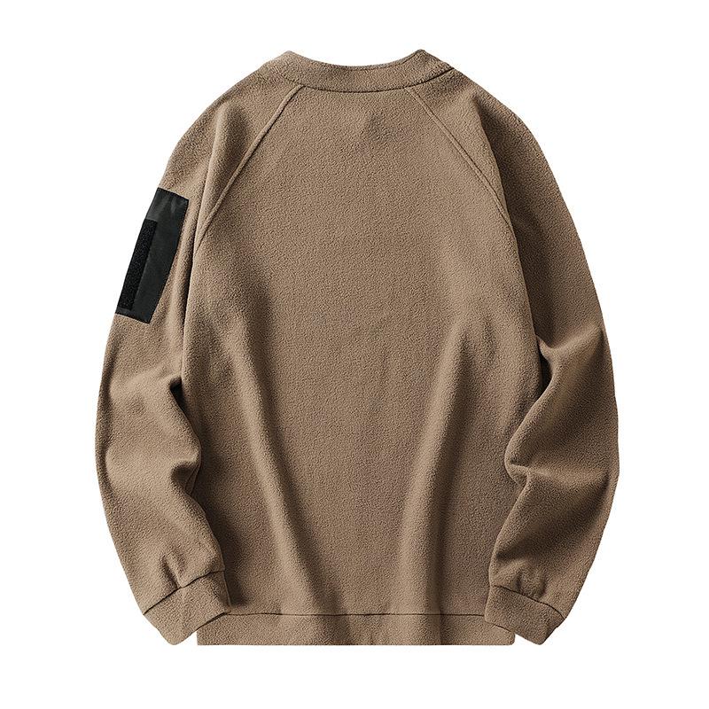 Men's Autumn/Winter Tactical Hoodie - Stand-up Collar, Warm, Loose, Breathable, Solid Color, Plus Velvet, Thickened
