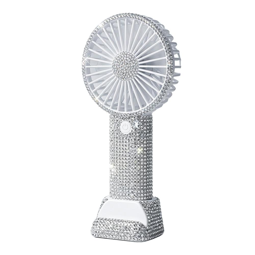 Handheld Fan Inaly Rhinestones Mini Portable Fan Summer USB Charging Desk Fan Folding Mini Cooler Desk Pink Personal