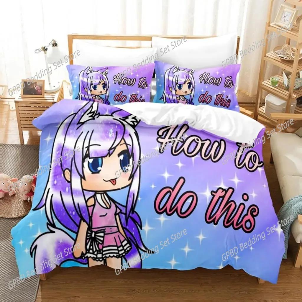 3D Print Anime Kawaii The Gacha Girl Bedding Set Bedroom Soft Modern Bedspreads Comefortable Duvet Cover Quilt Cover Pillowcase