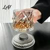 Bicchiere in Vetro Senza Piombo Regalo per Papà Rotante Whiskey con Luce LED 260ml Inciso