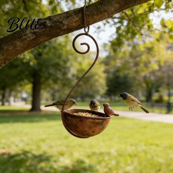 Decorative Bird Feeder Outdoor Hanging Feeder Garden Metal with Curled Hook Watching Wild for on Tree Branches Balcony Porch