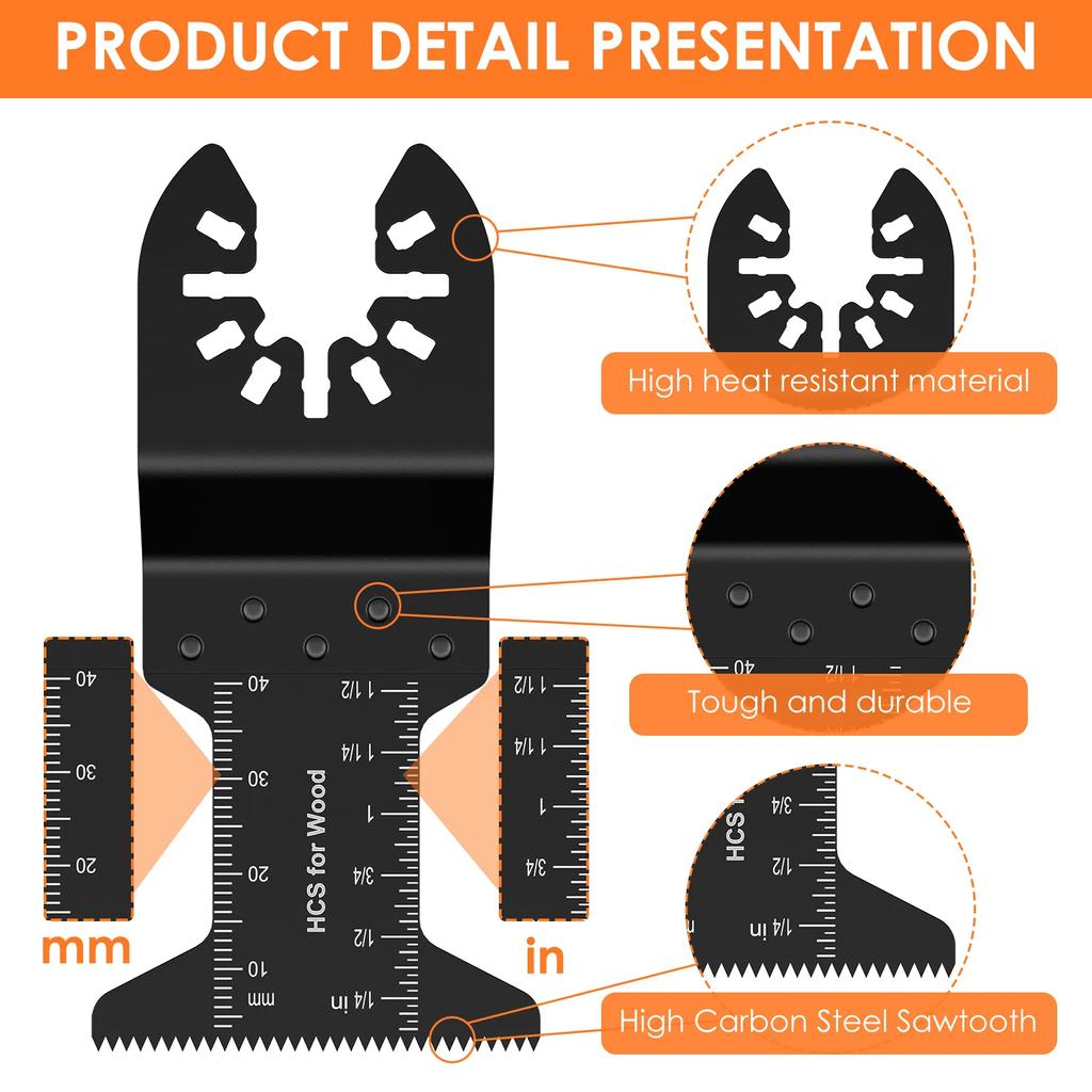 16/6Pcs Oscillating Saw Blade Bi-Metal Multitool Blade High Carbon Steel Oscillating Tool Cutting Saw Blade for Hardwood