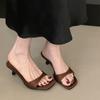 Bailamos 2025 Summer New Brand Women Slipper Fashion Open Toe Slip On Slides Ladies Elegant Thin Low Heel Dress Pumps Slides Muj