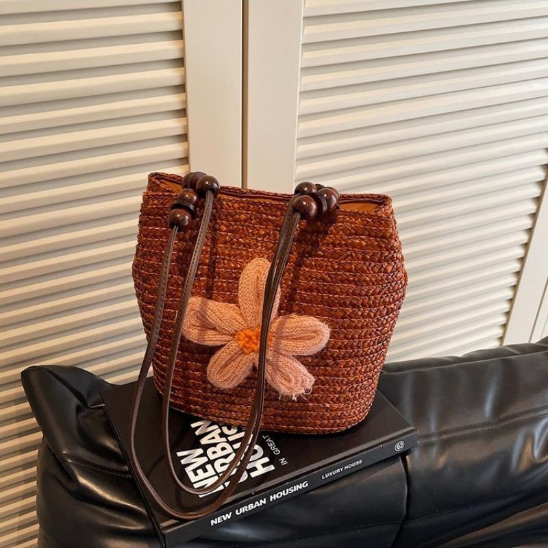 Large-capacity Fashionable Beach Bag Vegetable Basket Bag Versatile Flower Weaving