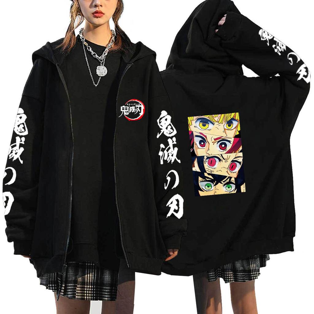 Japan Cartoon Comics Demon Slayer Printed Zip-Up Sweatshirt Unisex Fashion Hoodie/Jacket 0041