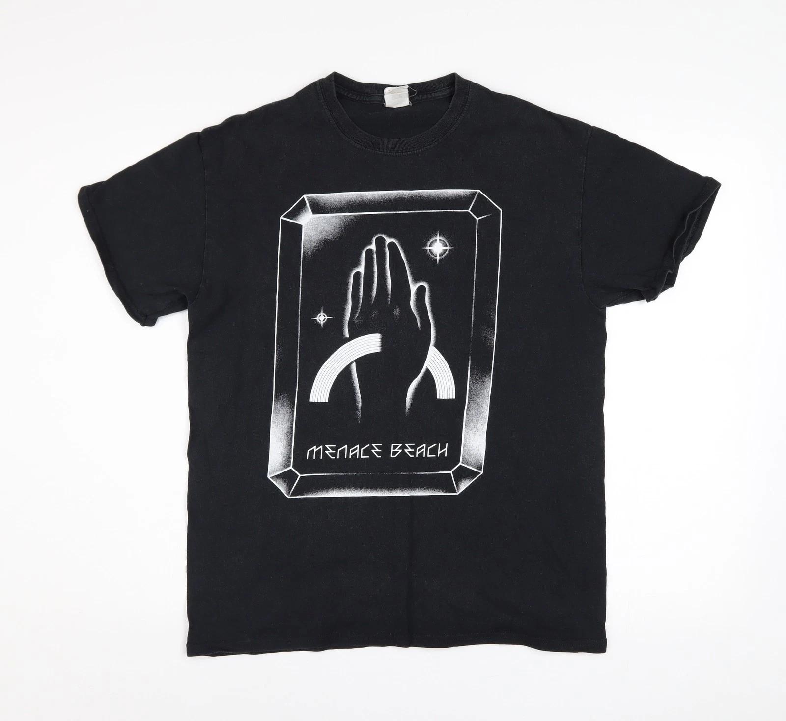 Gildan Men’s Black Medium Heavy Cotton Menace Beach Graphic T-Shirt 4XL