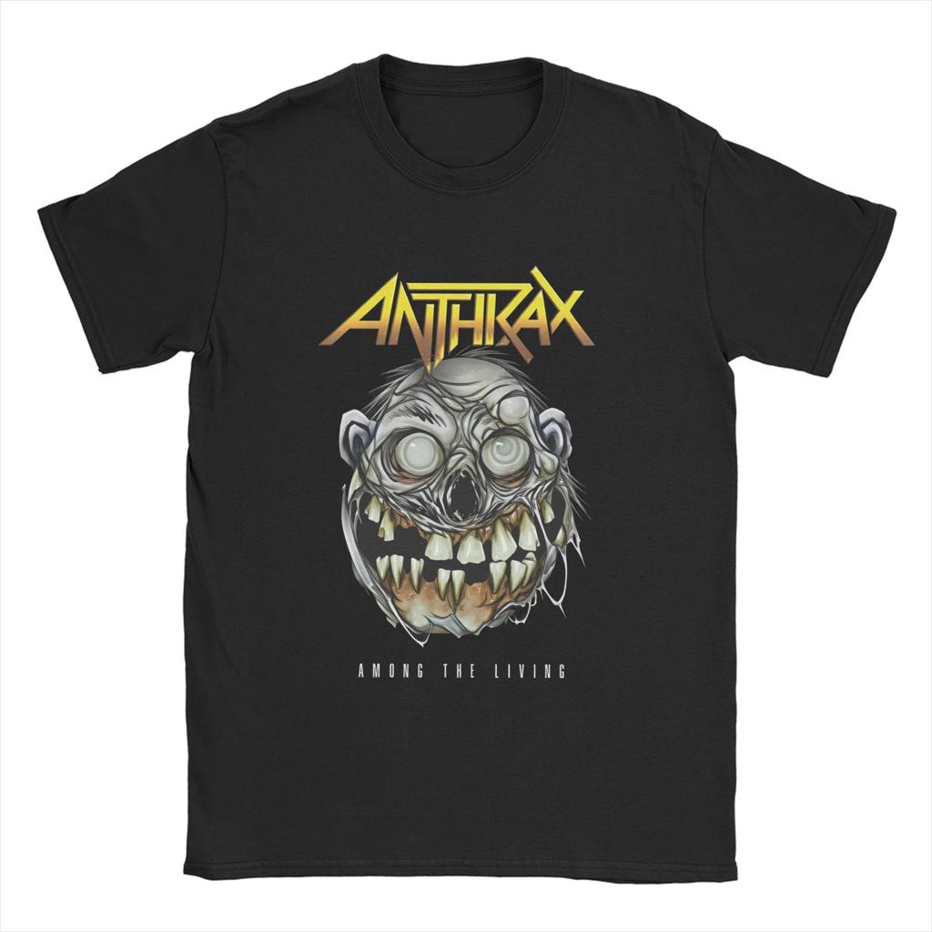 Anthrax Among The Living T Shirt for Men Cotton Awesome TShirt O Neck  Tee Shirt Short Sleeve Tops Plus Size
