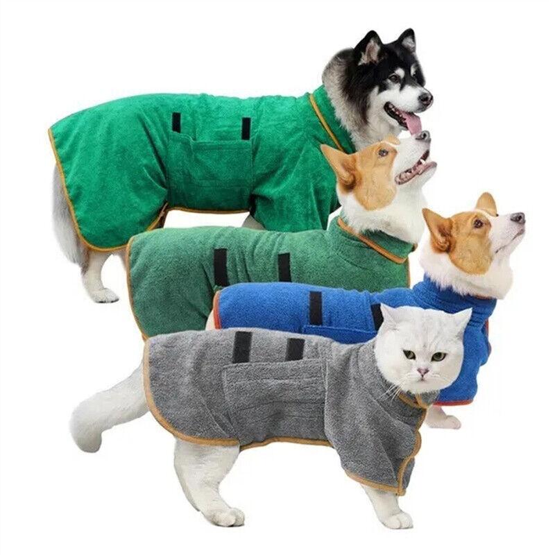 Towel Bathrobe Dog Microfibre Bath Robe Pet Super Absorbent  Drying Coat