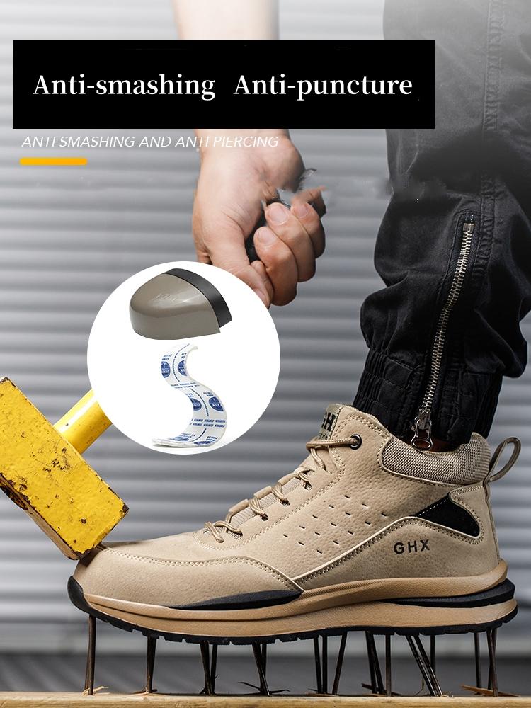 Herren Arbeits-Sicherheitsschuhe Herbst Winter Warm Unzerstörbar Stahlkappe Arbeitsstiefel Anti-Quetsch-Arbeitssneaker Schützende Sicherheitsschuhe