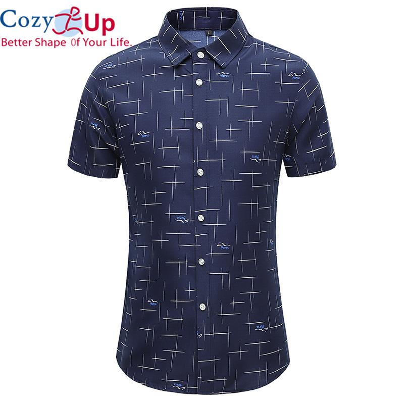 Cozy Up Men's Short Sleeve Shirts Summer Cotton High Quality Beach Flower Shirt Loose Casual Brand Male Clothing