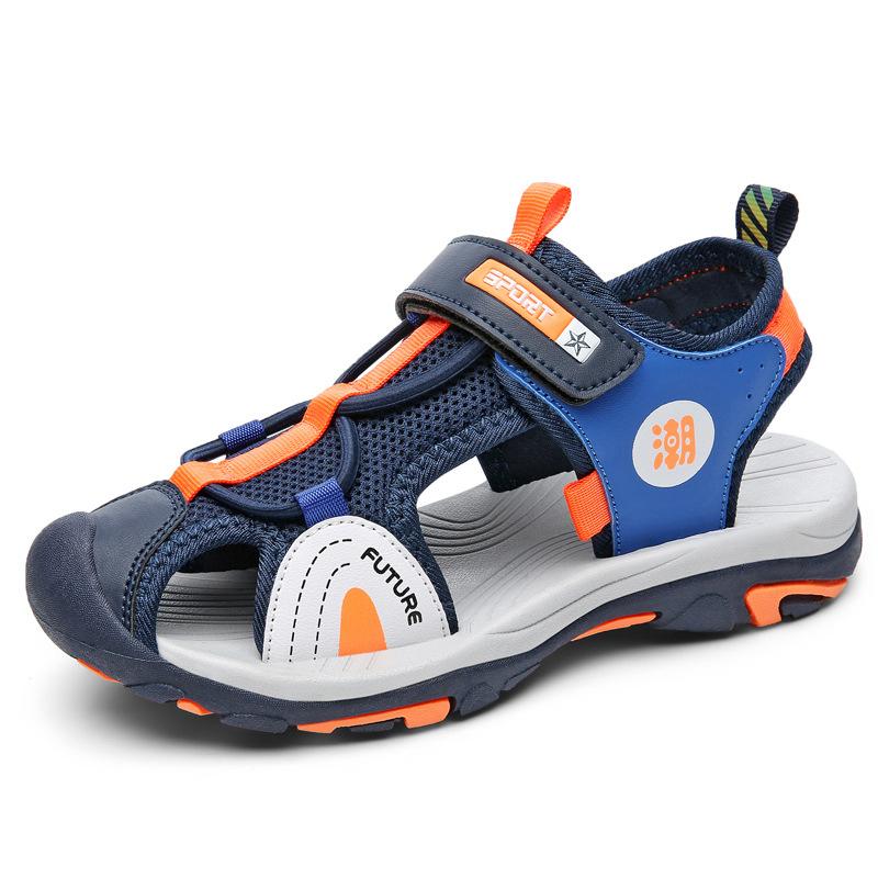 Jungensandalen 2025 Sommer neue Mittel- und ältere Kinder rutschfeste weiche Sohle Kindertasche Kopf Strandschuhe Mädchen Funktionsschuhe
