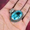 Blue Topaz Pendant, 925 Solid Sterling Silver Gemstone Jewelry, Handmade Pendant, For Thanksgiving