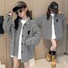Children's Jacket Spring and Autumn Korean Version of Girls Plaid Long-sleeved Windbreaker Children's Shirt Jacket