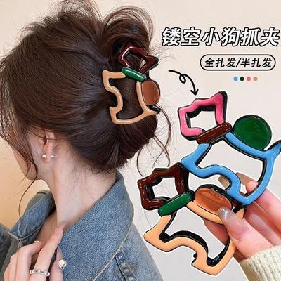 Cute Lines Puppy Grab Clip Female High Sense Back Head Painted Shark Clip New Fashion Simple Hair Accessories