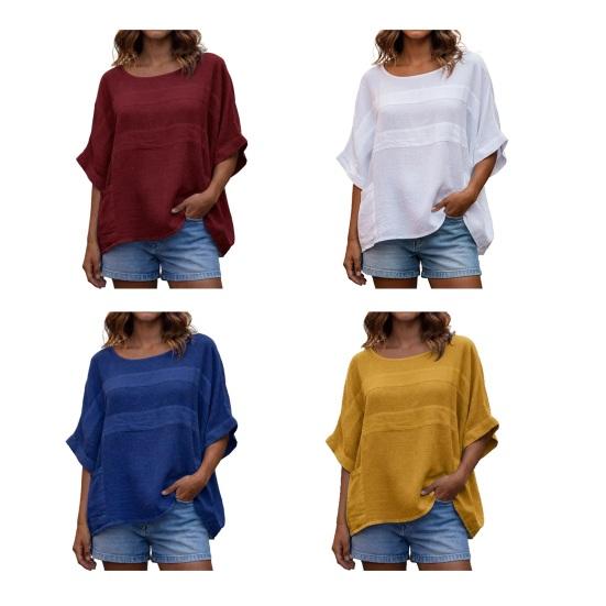 Women’s O Neck Shirt Soft Breathable Tops Regular Fit Dolman Sleeve Top Casual Loose Fit Blouse Summer Spring Shirt Perfect for Work Party Date