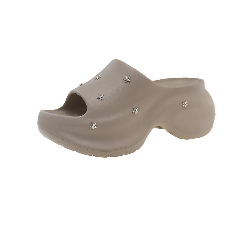 Stylish niche small man taller thick-soled cool slippers women's summer wear fashionable white wedge heels high heels sandals