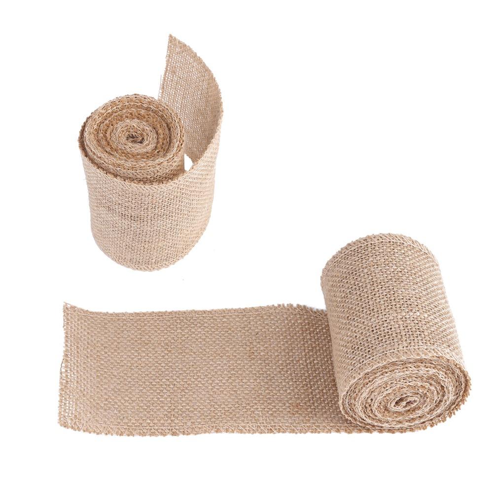 Webbing Yellow Burlap Roll Wired Edge 3Meter Hessian Roll Jute Roll Christmas Party