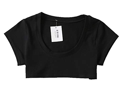 [DOKiDOKi] Ultra-Short T-Shirt (Black) Size M, Sexy, Minimalist, Sheer Cut and Sewn Top