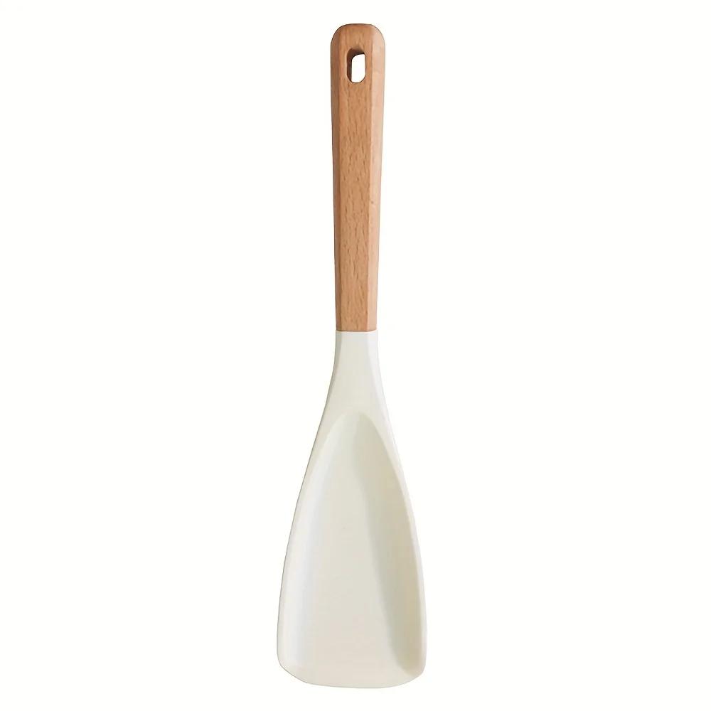 1pc Multifunction Spoon with Wooden handle-Durable-Great for Both Cooking and Serving, Safe for Nonstick Cooking Surfaces