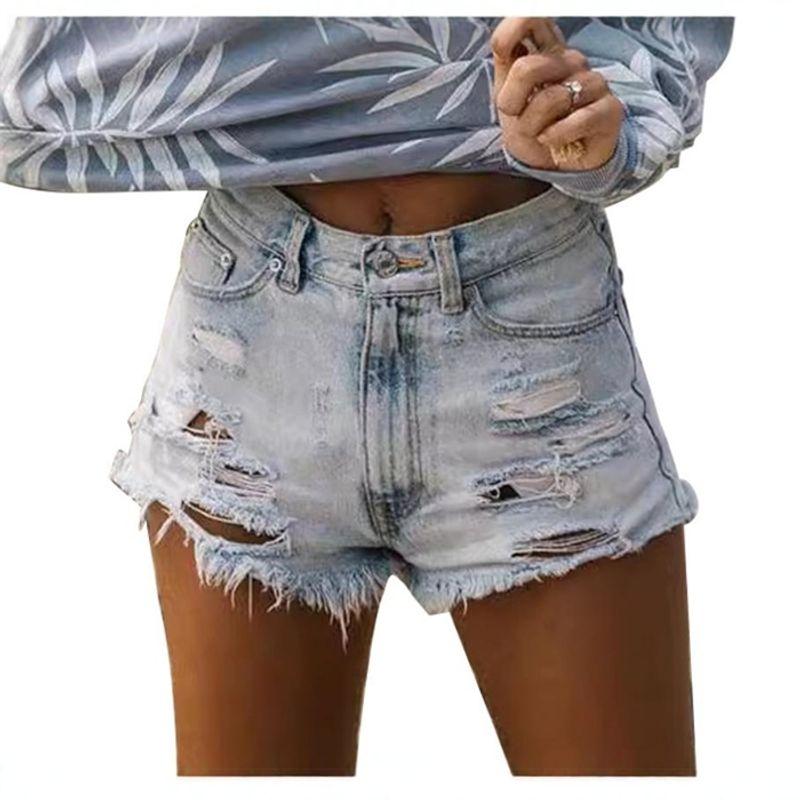 Fashion Fashion High Waist Ripped Tassel Denim Shorts Women's Hot Pants Ripped Denim Shorts Jeans