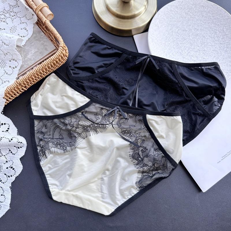 Ladies Spring Summer Bright Face Light Luxury Lace Edge Ice Silk Sexy Panties