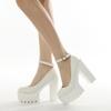 Neue Damenschuhe in großer Größe Wickelschnalle Bühne wasserdicht Tisch Damenschuhe High Heels Einzelne Schuhe