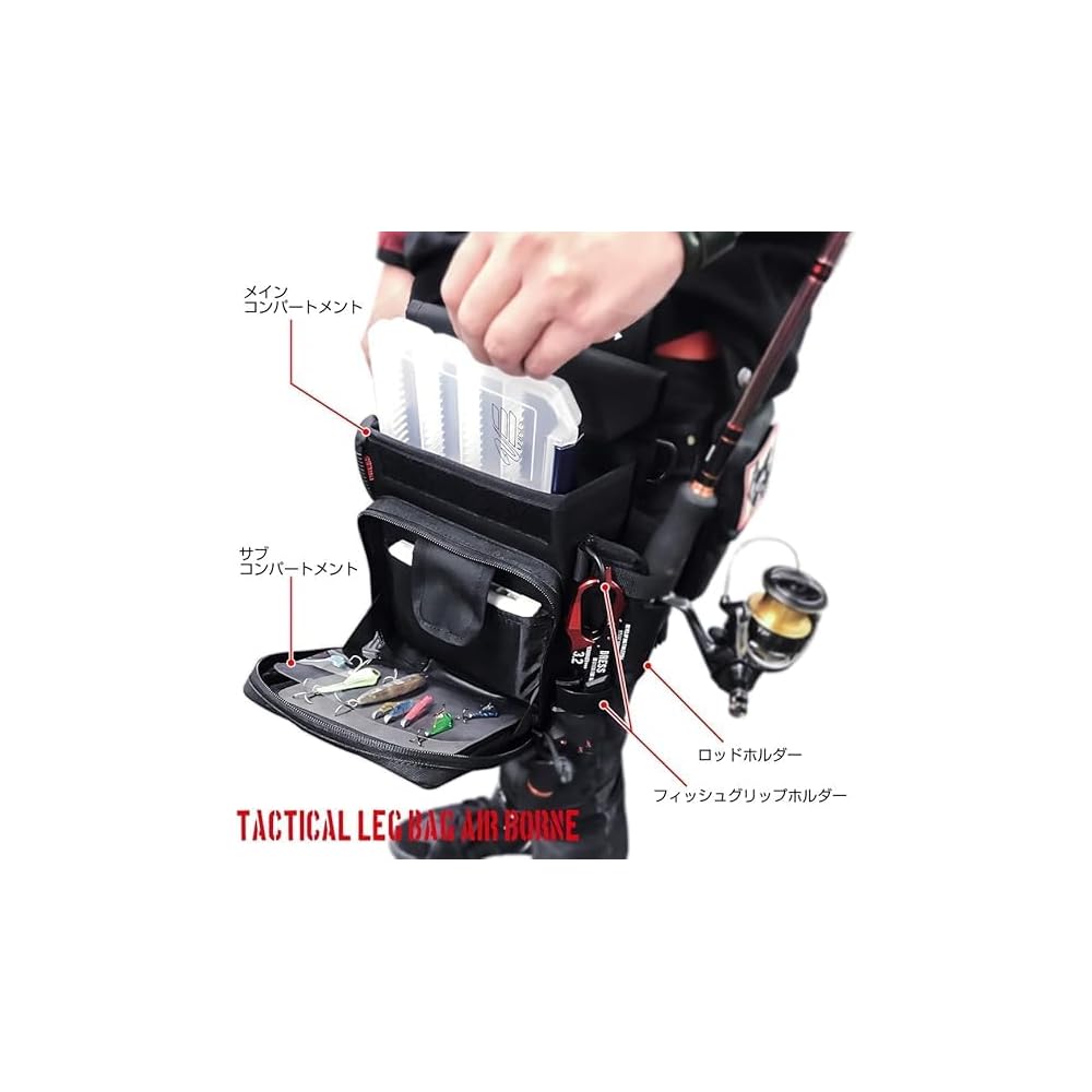 DRESS Tactical Leg Bag Airborne GRY Fishing Bag Backpack for Shore Fishing, Light Game, Run & Gun, Ajing, Multifunctional, Beginner Fishing Tool