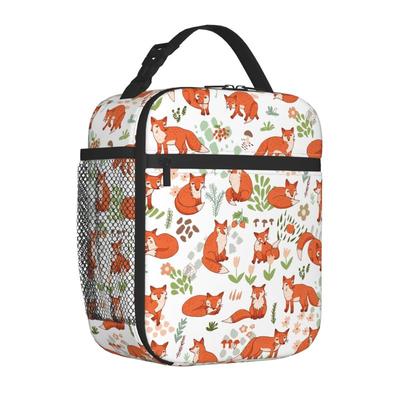 Bolsa de Almuerzo Aislada con Estampado de Zorros Lindos para Mujeres Hombres Niños Niñas Reutilizable Impermeable Térmica Bolsa Tote Bento para Trabajo Escuela Picnic