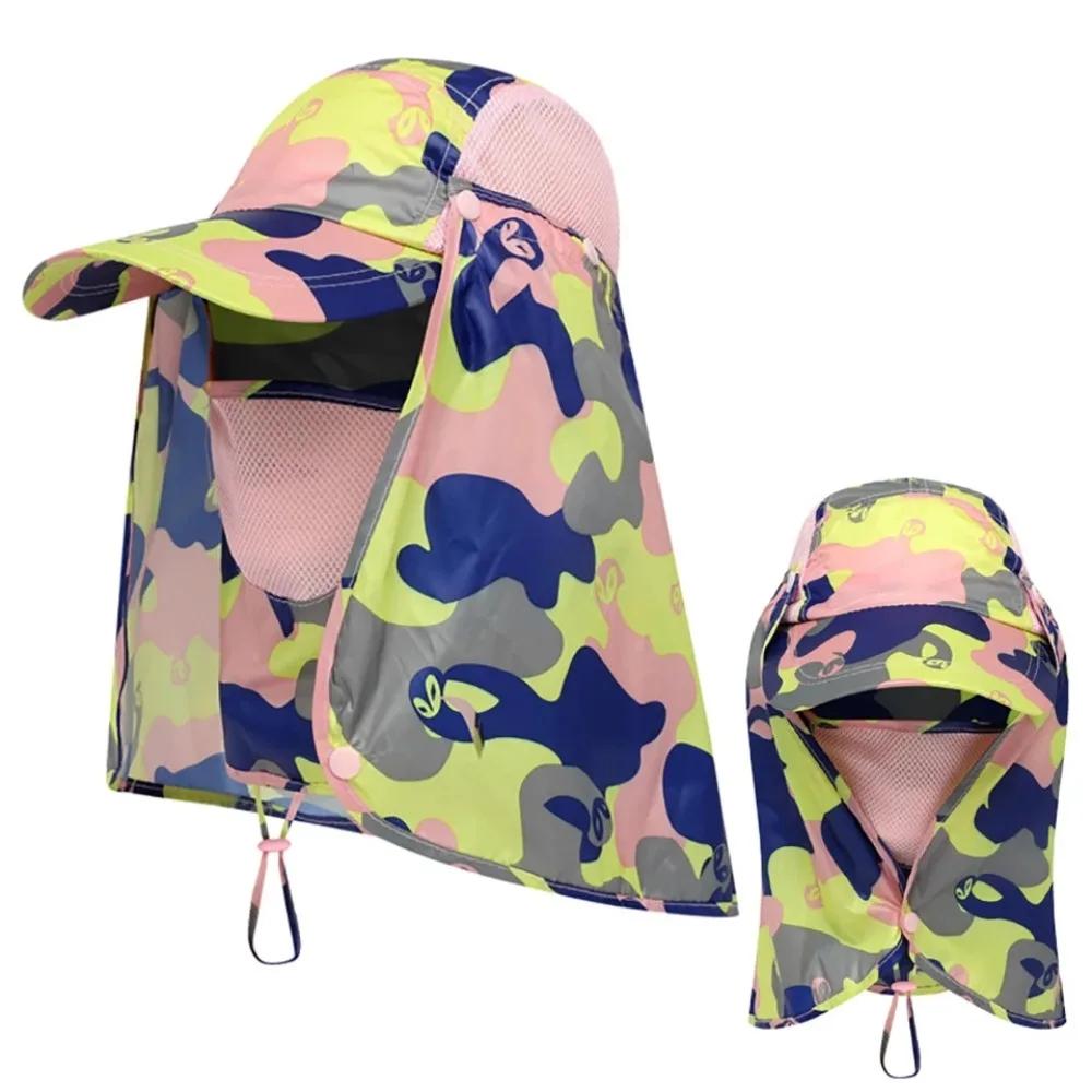 Outdoor UV Sun Protection Summer Fishing Sun Hat Breathable Neck Face Sunshade Hat Adjustable Fisherman Cap