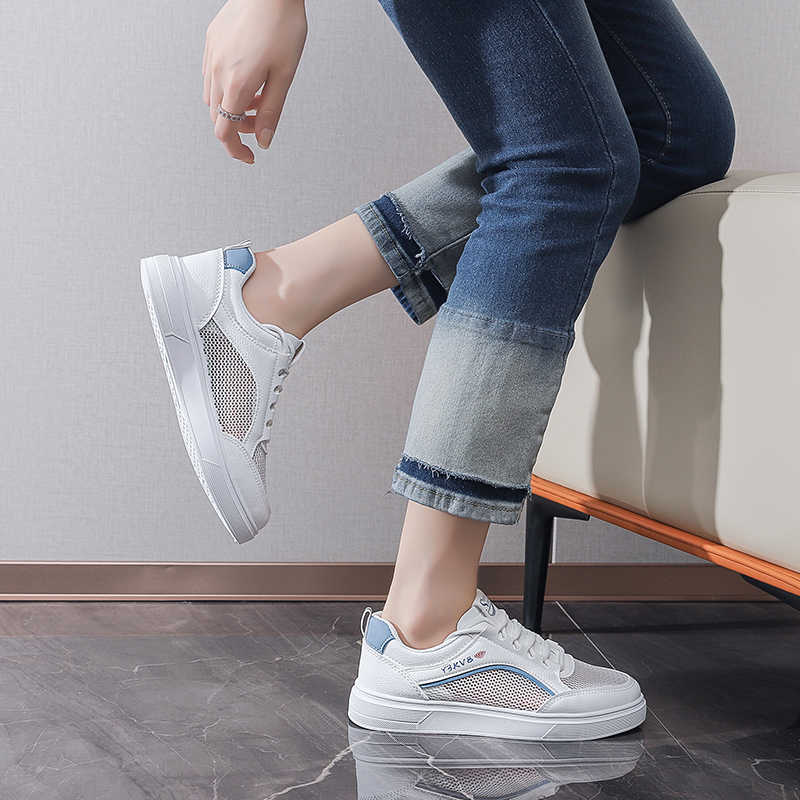 Fashion Round Nose Perforated Training And Exercises Woven 46 Sneakers Summer Shoes Women White Sports Brand Name Super Comfortable