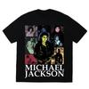 Michael Jackson Portret Gouden Handtekening T-shirt Oversized Y2k Katoen Grafisch T-shirt Unisex Unisex Streetwear Top Dames Heren Kleding