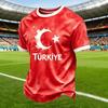 Men's Casual Crew Neck Short Sleeve Pullover T-Shirt Football Fan Top Turkey National Team Inspired Design Comfortable Fit