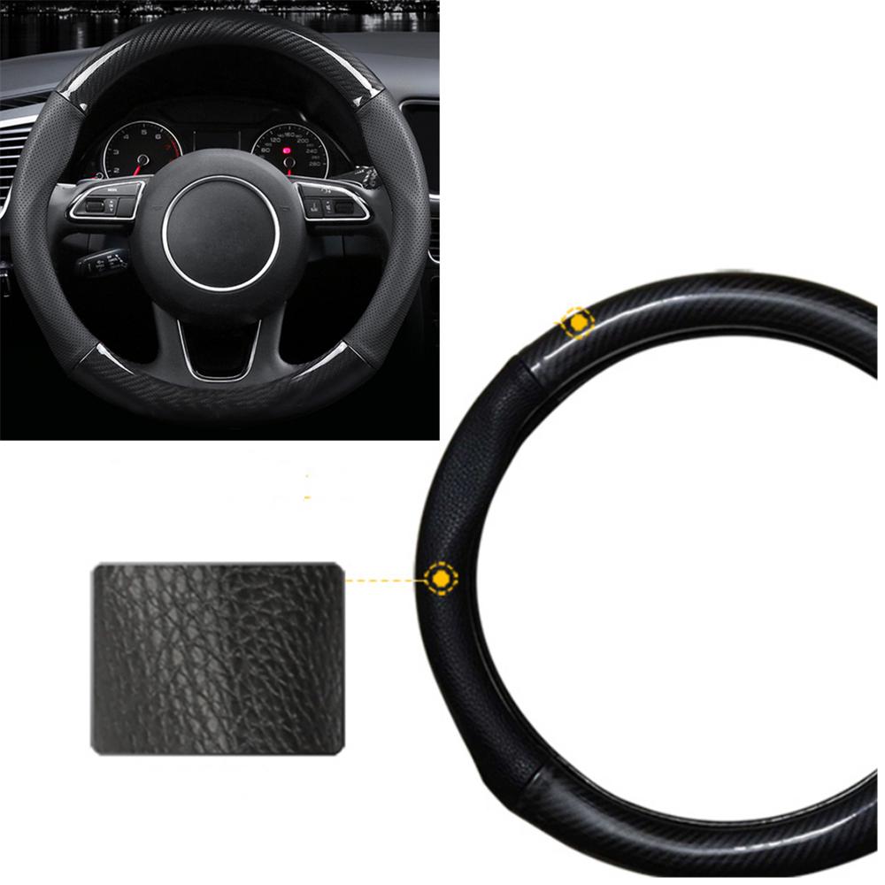 1Pcs Carbon Fiber Steering Wheel Cover Black