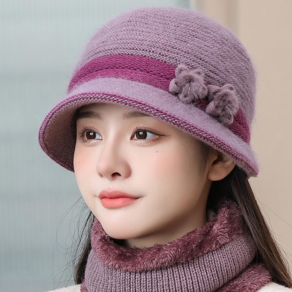 

Жіноча зимова шапка - Вітрозахисна та тепла шапка з квітковою прикрасою, М яка та тепла жіноча шапка, Підходить для холодної погоди та особливих випадків Single Cap фіолетовий