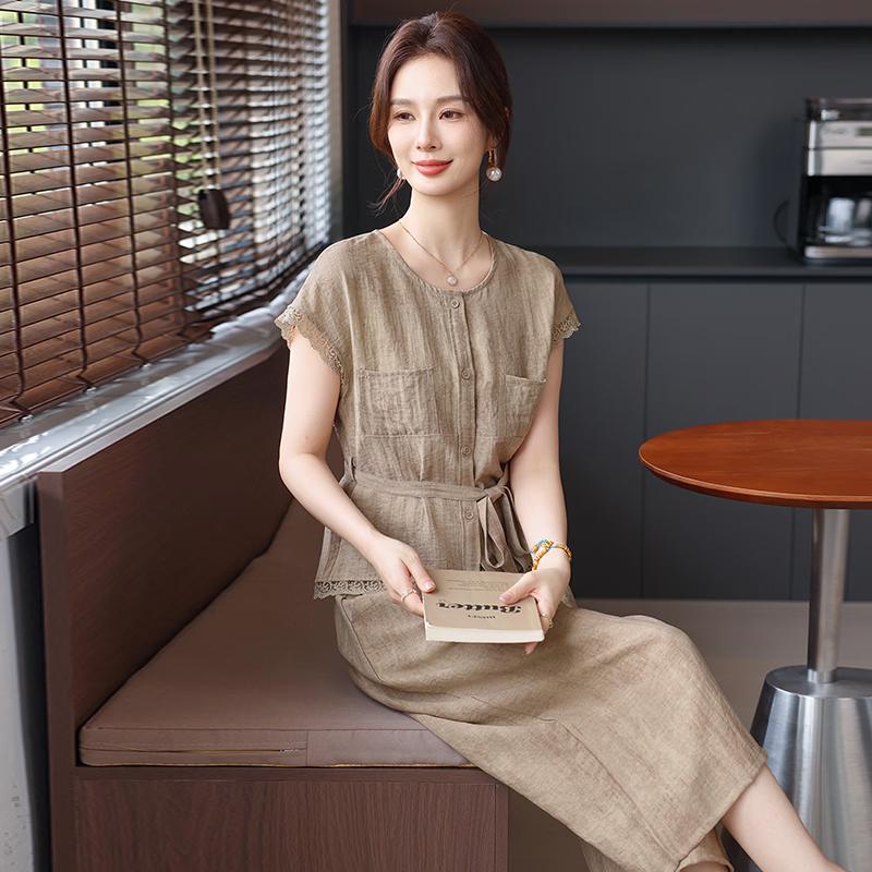 Women's Summer Short Sleeve Wide-Leg Pants Set
