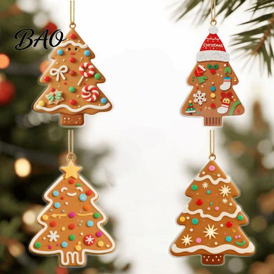 Winter Seasonal Hanging Decor Gingerbread Christmas Tree Pendant, Double-sided Acrylic Ornament for Man Ornaments Holiday Home And Car Rearview Mirror
