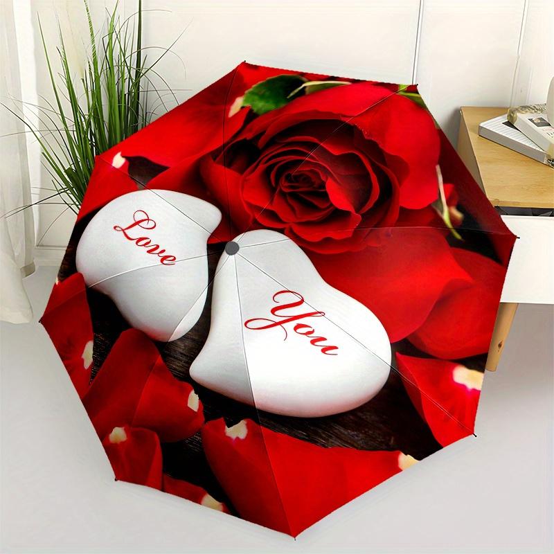 

Love, Romance themed Eight rib Automatic Folding Umbrella Is Suitable for Both Men and Women, Making It A Perfect Christmas and Valentine s
