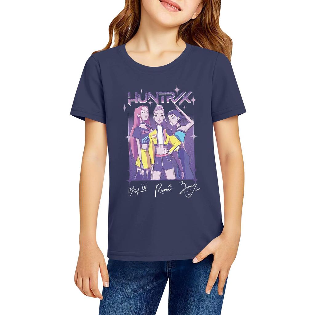 Fashionable Round Neck Short Sleeve Work Clothes Printed Tops For KID Summer Tops