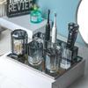 European Grey Crystal Glass Lotion Bottle Mouthwash Cup Toothbrush Shelf Bathroom Accessories Luxury Crystal Toothbrush Shelf