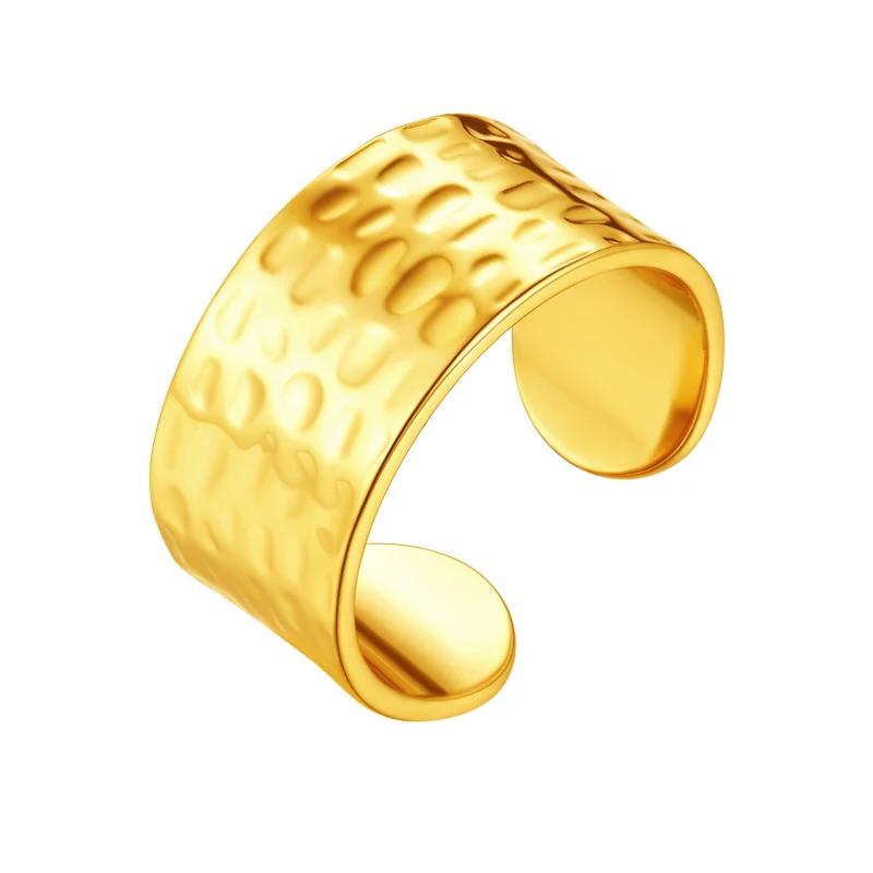 Multiple Styles 14K Gold Color Open Ring Cuffs for Women Arrow Heart Leaf Bamboo Layers Wrapped Resizable Ring Jewelry Gift