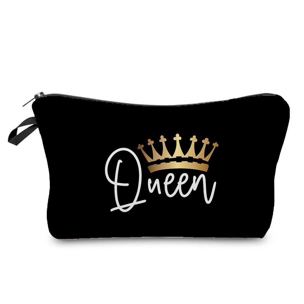 Women English Crown Print Cosmetic Bag Toiletries Organize Travel Storage Case 6767