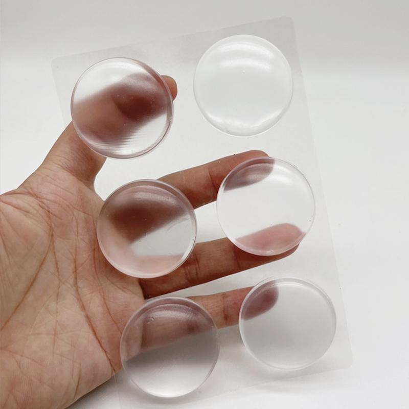 6pcs Door Handle Bumper Pad Self Adhesive Transparent Silicone Wall Protector Anti Bump Washable Reusable Round Door Stopper