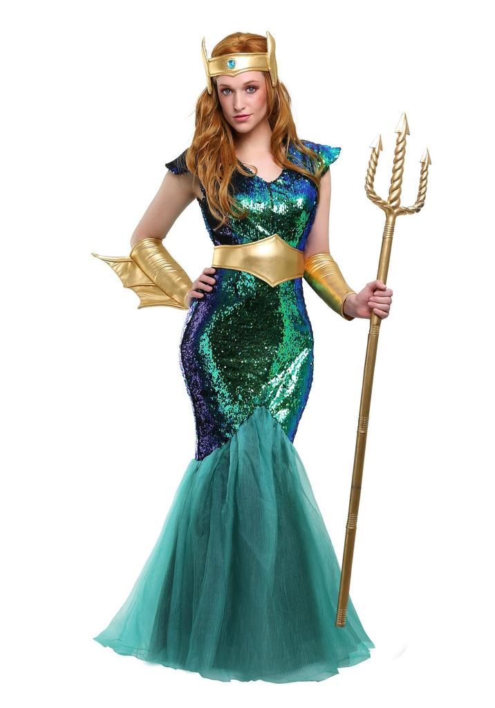 Cosplay Halloween starořecký mořský bůh král draků mořská panna šaty, král moře Poseidon mořské po páru šaty