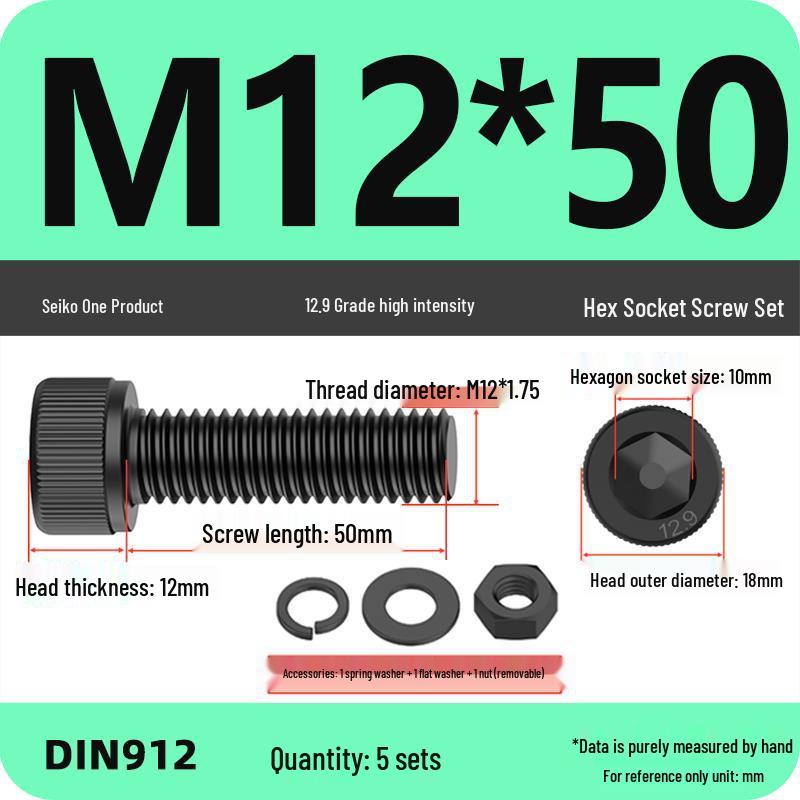 12.9 High Strength Socket Head Cap Screw and Nut Set M8-M16.
