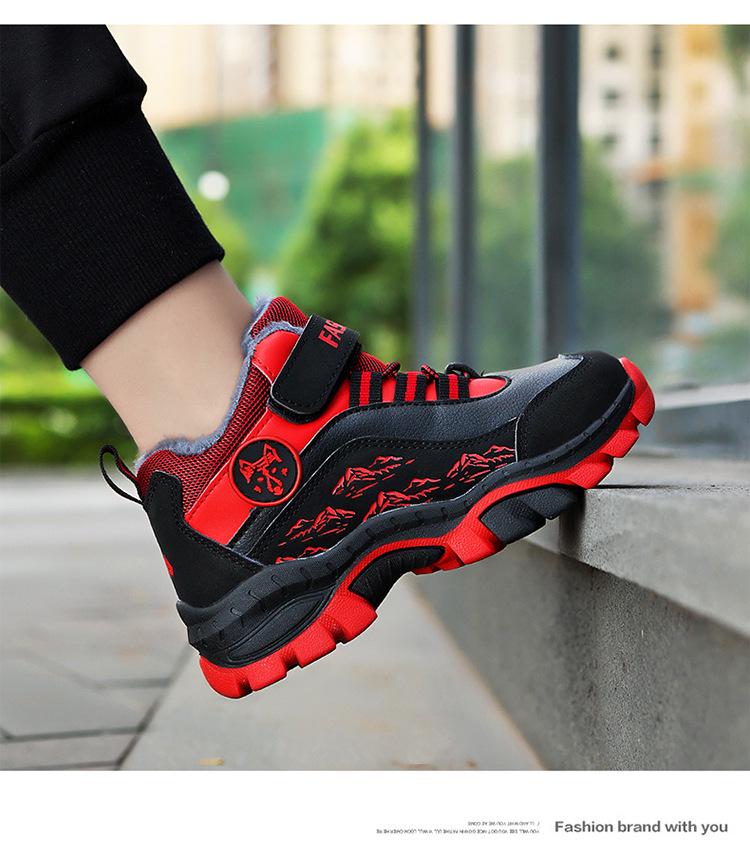 Children's Winter Non-Slip Velvet-Lined Snow Boots for Boys and Girls, Mid-Calf, Warm, Leather