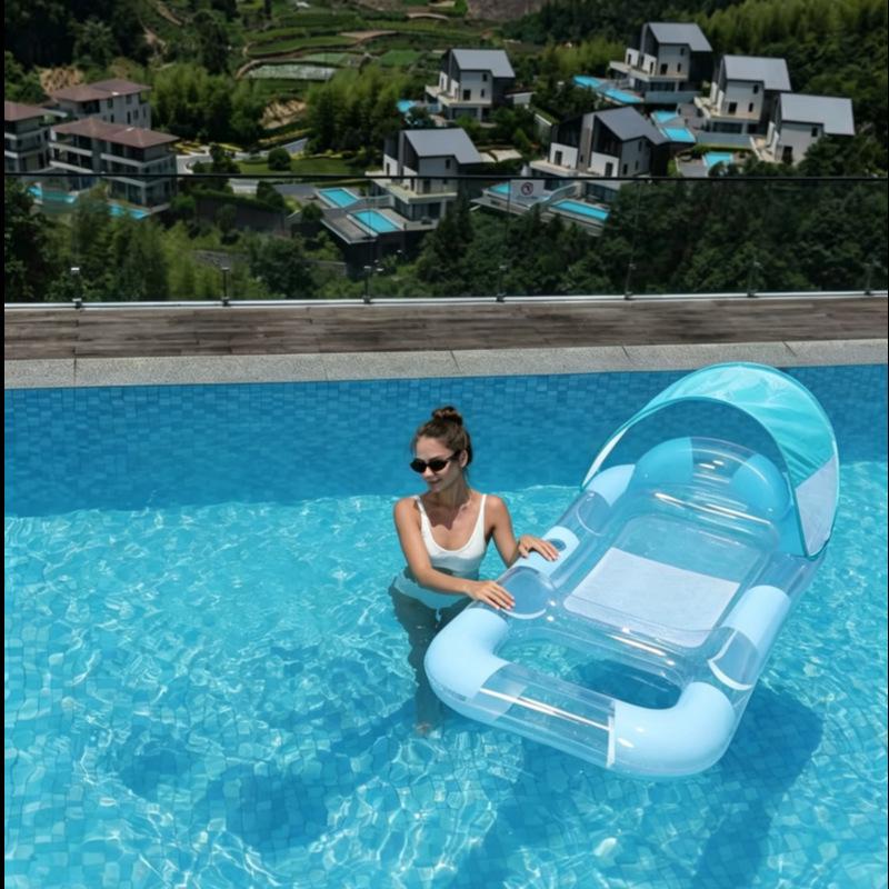 Inflatable Floating Hammock with Armrests & Backrest - Outdoor Mesh Recliner for Adults