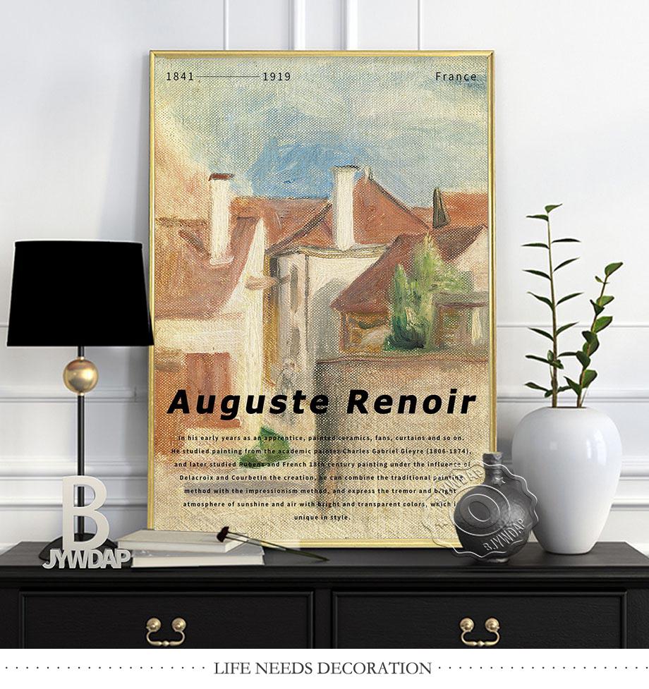 France Pierre-Auguste Renoir Canvas Painting, Auguste Renoir Impressionism Exhibition Museum Poster, Vintage Oil Paint Home Decor No Frame