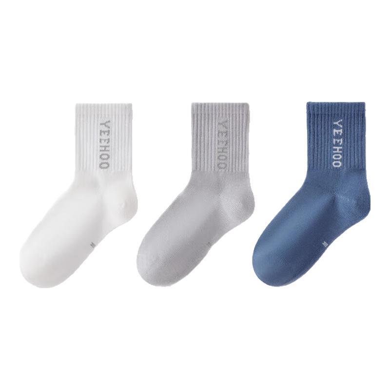 YEEHOO Kids  7A Antibacterial Mid-Calf Socks (3-Pair Pack) 14+ Years (24-26cm)