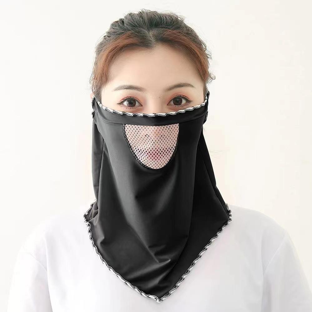 Ice Silk Mask Summer Breathable Mesh Cycling UV Protection Bandana Mask Moister Wicking Outdoor Neck Gaiter Women Face Cover