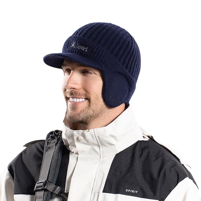 Knitted Baseball Cap For Men Warmth Windproof Winter With Ear Protection For Casual Outdoor Use